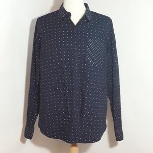 GAP navy blue blouse with white polka dots.